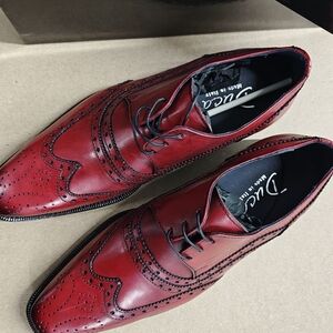 Duca Italian Men's Designer Shoes Crust Rosso Oxfords Vero Cuoio Size 8